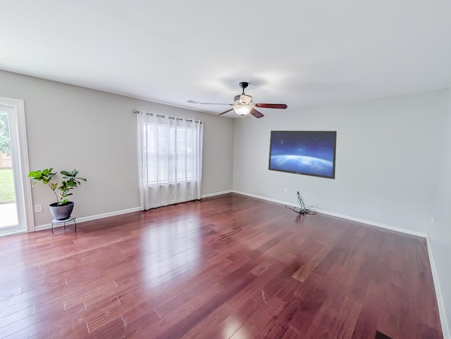 1350 Pinyon Pine Dr, Ladson, SC 29456 - unfurnished living room featuring dark wood-style flooring and ceiling fan