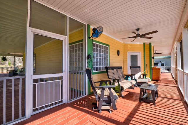 212 Chester Ln, Cottageville, SC 29435 - deck featuring a ceiling fan