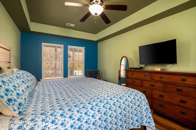 212 Chester Ln, Cottageville, SC 29435 - bedroom featuring a tray ceiling, ceiling fan, and visible vents