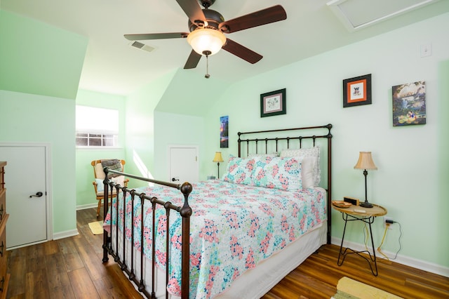 212 Chester Ln, Cottageville, SC 29435 - bedroom featuring visible vents, baseboards, ceiling fan, and wood finished floors
