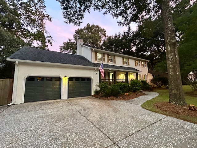 view of front facade with a garage