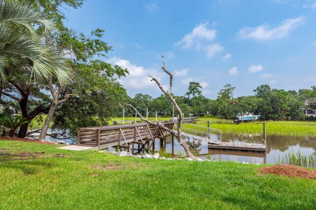 dock area featuring a water view