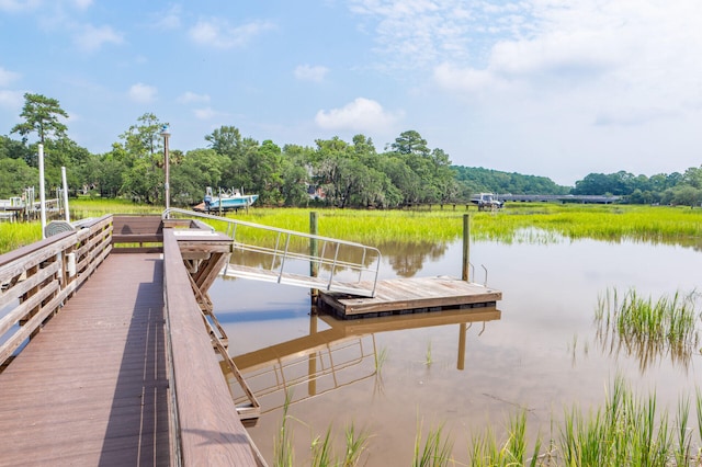 dock area featuring a water view