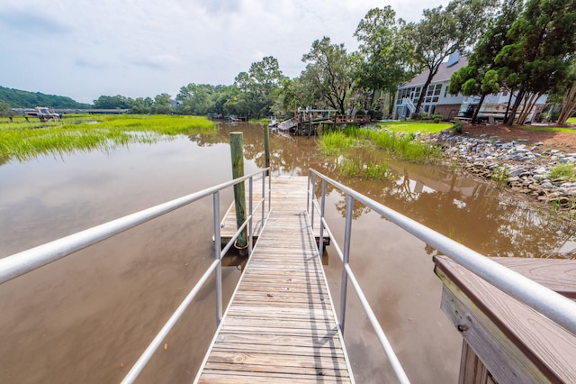 dock area featuring a water view