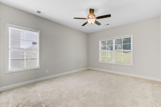 224 Young Town Cir, Orangeburg, SC 29118 - unfurnished room featuring ceiling fan, light carpet, visible vents, and baseboards