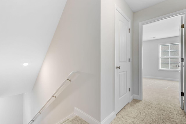 224 Young Town Cir, Orangeburg, SC 29118 - hallway with carpet flooring, baseboards, and an upstairs landing