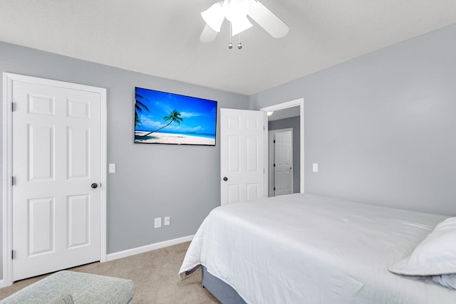 100 Conset Bay Ct, Goose Creek, SC 29445 - bedroom with light carpet, baseboards, and a ceiling fan