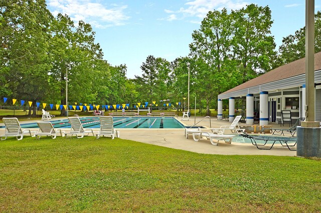 100 Conset Bay Ct, Goose Creek, SC 29445 - community pool featuring a patio, a yard, and view of scattered trees