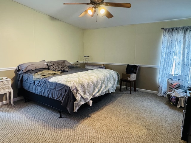 bedroom with carpet flooring and ceiling fan