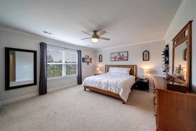 2024 Lanneau Ln, Johns Island, SC 29455 - bedroom featuring crown molding, light carpet, and ceiling fan