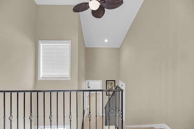 staircase with ceiling fan