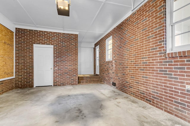 interior space with a garage door opener