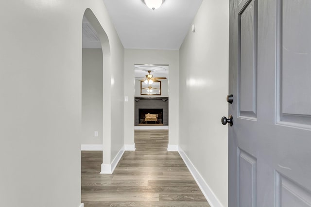 hall featuring wood-type flooring