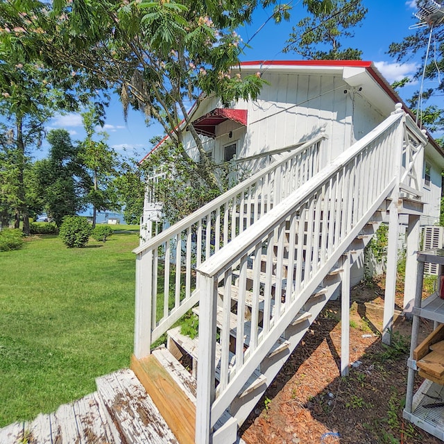 1201 Crescent St, Summerton, SC 29148 - wooden deck with a yard and stairs
