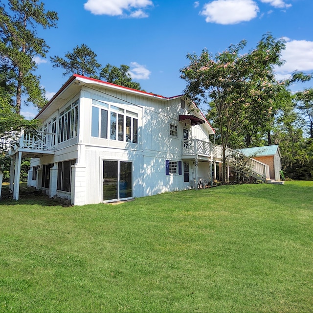 1201 Crescent St, Summerton, SC 29148 - back of property featuring a yard and a deck