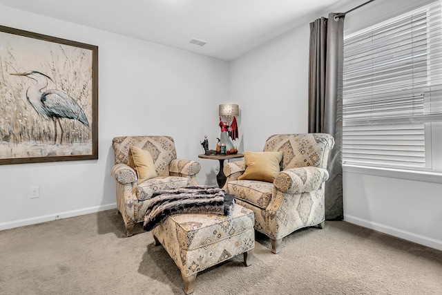 sitting room featuring carpet