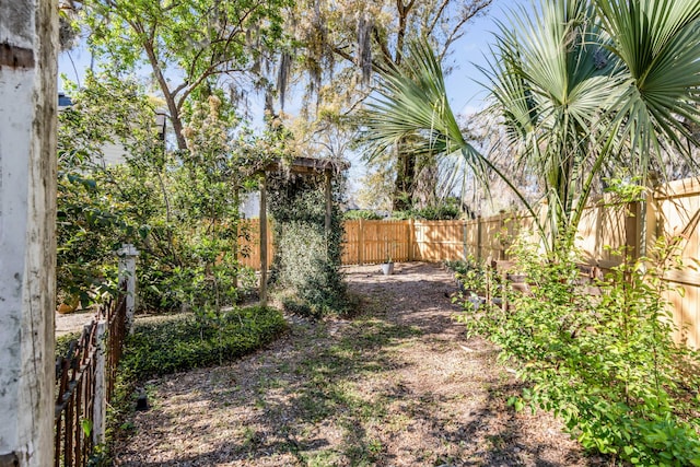 view of yard featuring a fenced backyard