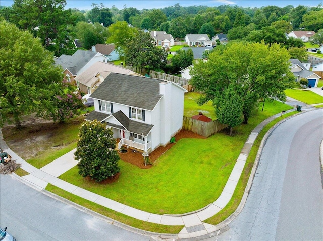 drone / aerial view with a residential view