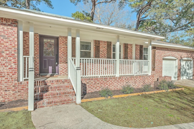 property entrance with a garage