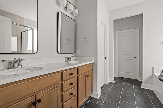 772 Opal Wing St, Moncks Corner, SC 29461 - full bathroom featuring baseboards, marble finish flooring, double vanity, and a shower