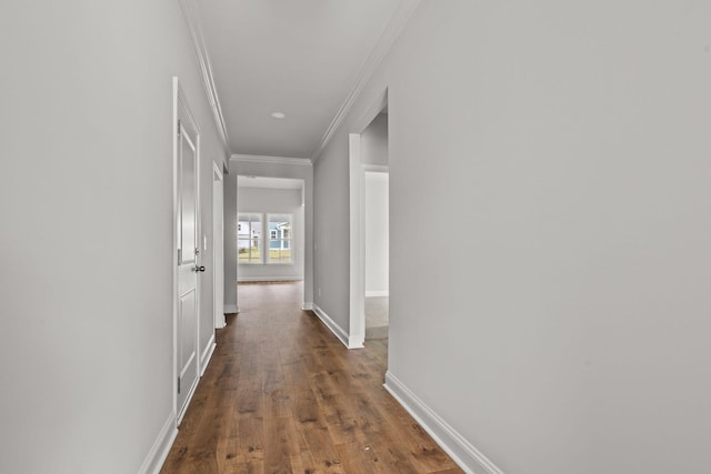 772 Opal Wing St, Moncks Corner, SC 29461 - corridor with ornamental molding, baseboards, and dark wood finished floors
