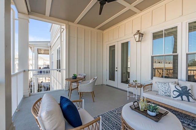 sunroom featuring french doors