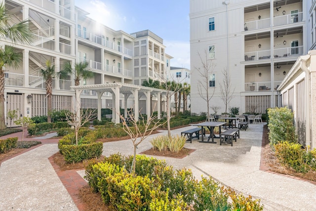 view of community featuring a pergola