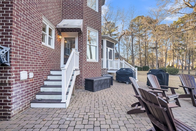 view of patio / terrace with a grill