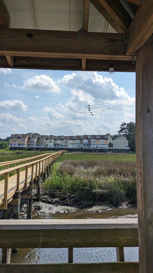 dock area with a residential view