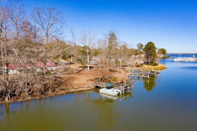 view of dock featuring a water view