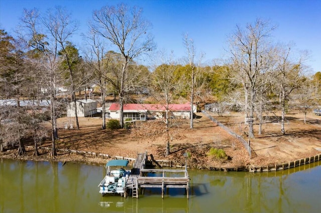 dock area with a water view