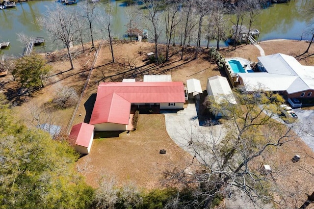 bird's eye view featuring a water view