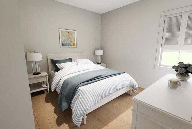 bedroom featuring light wood-type flooring