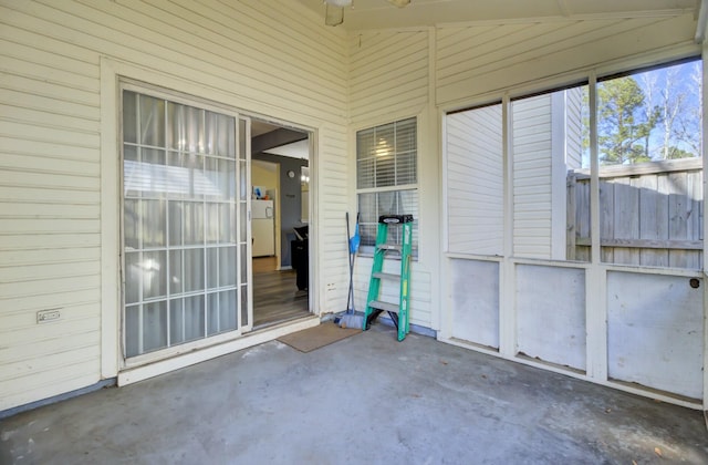 view of unfurnished sunroom