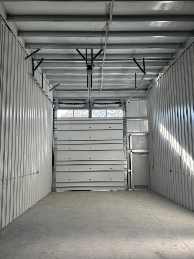 garage featuring metal wall