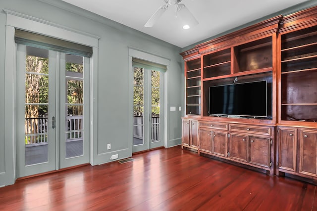 183 Ionsborough St, Mount Pleasant, SC 29464 - unfurnished living room featuring dark wood-style flooring, a ceiling fan, and recessed lighting