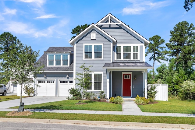 craftsman-style house with a garage and a front yard