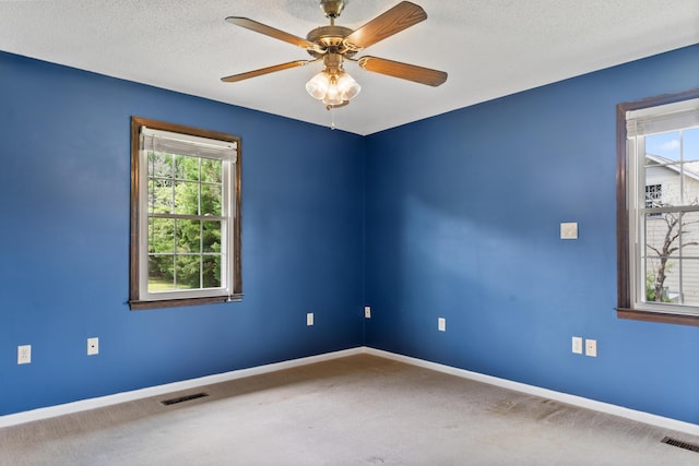 4097 NE Brown St, Orangeburg, SC 29118 - empty room with carpet flooring, baseboards, ceiling fan, and a textured ceiling