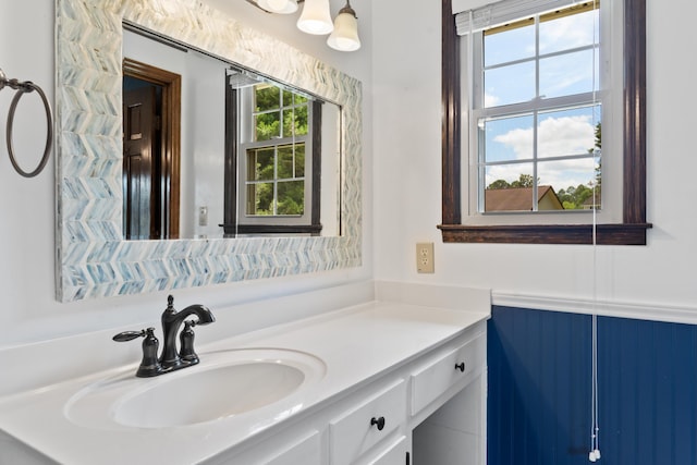 4097 NE Brown St, Orangeburg, SC 29118 - bathroom featuring vanity and wainscoting