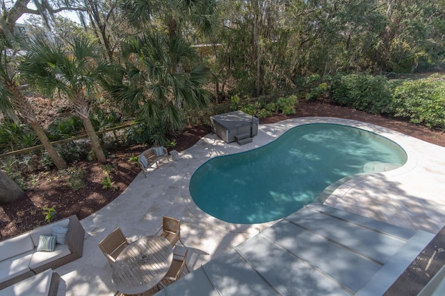 view of swimming pool with a patio area