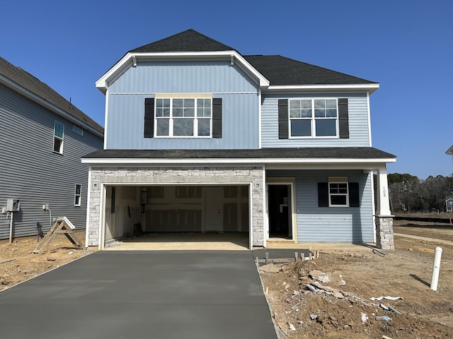 view of front of house with a garage