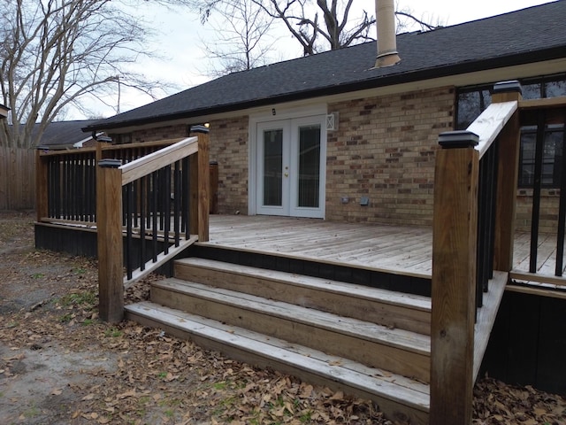 wooden terrace with french doors