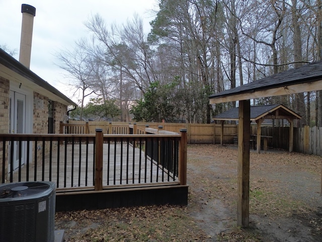 wooden terrace featuring central AC