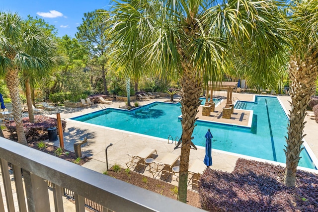pool featuring a patio area