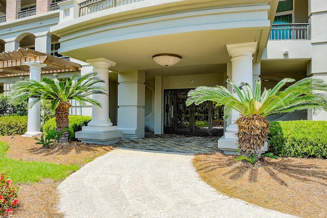 view of exterior entry with french doors