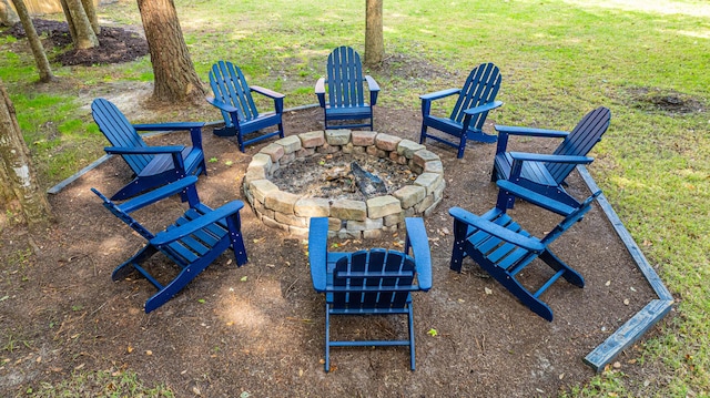 view of patio featuring a fire pit
