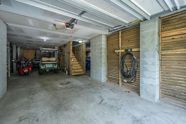 garage with a garage door opener