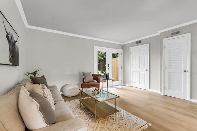 2362 Parsonage Rd Unit 2H, Charleston, SC 29414 - living room with french doors, light wood-style flooring, and crown molding