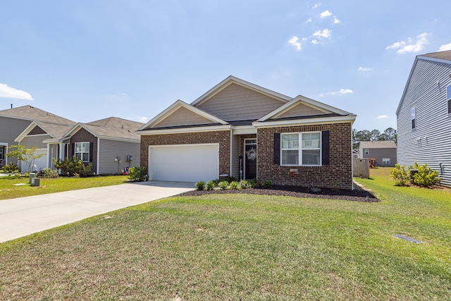 view of front facade with a front lawn and a garage