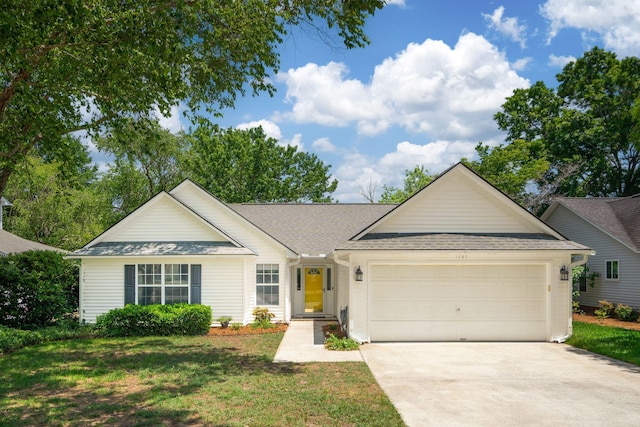 1027 Wayfarer Ln, Charleston, SC 29412 - single story home with a garage, concrete driveway, roof with shingles, and a front lawn
